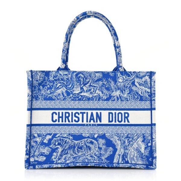 CHRISTIAN Dior Canvas Embroidered Medium Blue