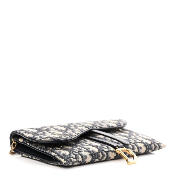 CHRISTIAN Dior Oblique Chain Long Wallet Blue - Image 3