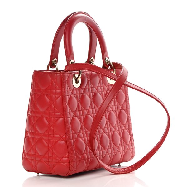 CHRISTIAN DIOR Lambskin Cannage Medium Red - Image 3