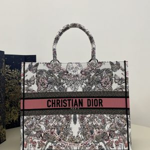 CHRISTIAN Dior Canvas Embroidered Medium