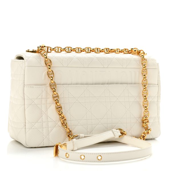 CHRISTIAN DIOR Lambskin Cannage Large Caro Bag Ivory - Image 5