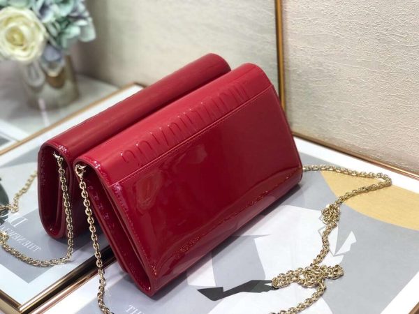 Dior 30 Montaigne Wallet In Red Patent Calfskin - Image 5