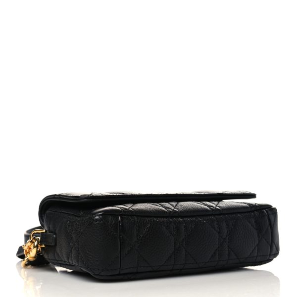 CHRISTIAN Dior Calfskin Caro Pouch with Chain Black - Image 2