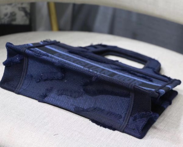 DIOR Mini Book Tote Bag In Blue Camouflage Canvas - Image 3