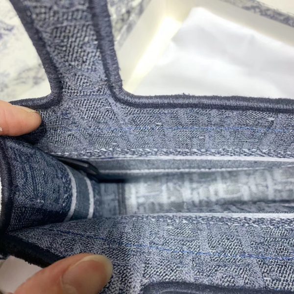 Dior Mini Book Tote Bag In Denim Blue Canvas - Image 2