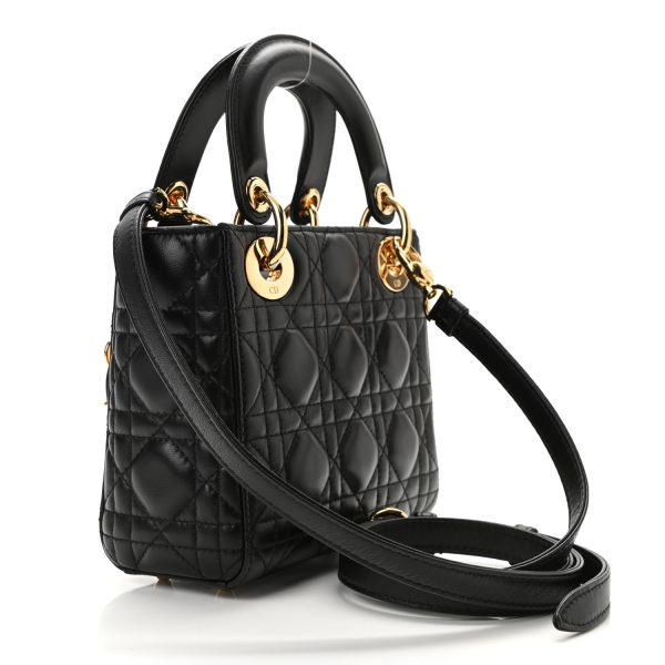 CHRISTIAN Lambskin Cannage Mini Lady Black - Image 4