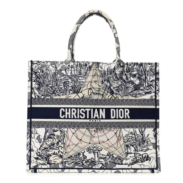 CHRISTIAN DIOR Canvas Embroidered Large Blue