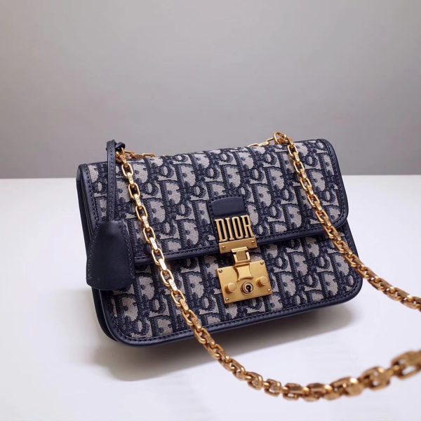 DIOR Dioraddict Flap Bag In Blue Oblique Canvas - Image 2