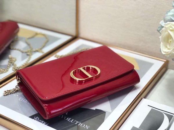 Dior 30 Montaigne Wallet In Red Patent Calfskin - Image 7