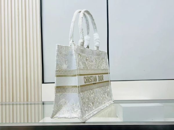 CHRISTIAN Dior Canvas Embroidered Large Tote - Image 6