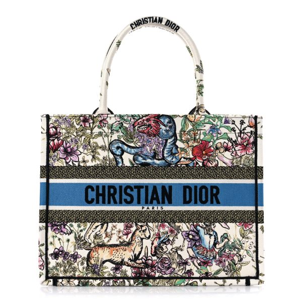 CHRISTIAN DIOR Canvas Embroidered Book Tote