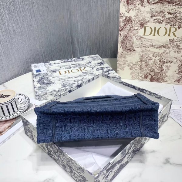 Dior Mini Book Tote Bag In Denim Blue Canvas - Image 7