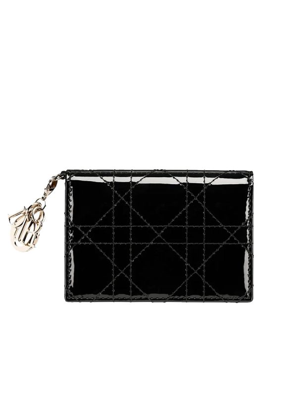 Lady Dior Flap Card Holder in Black