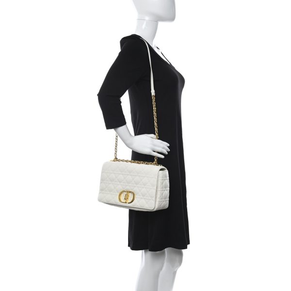 CHRISTIAN DIOR Lambskin Cannage Large Caro Bag Ivory - Image 2