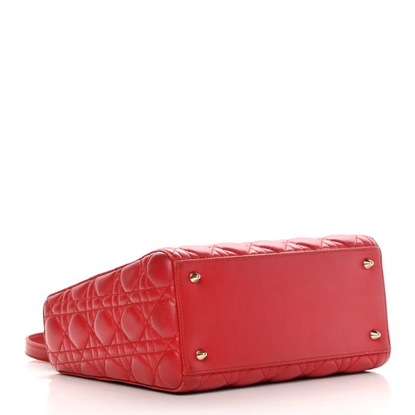 CHRISTIAN DIOR Lambskin Cannage Medium Red - Image 4