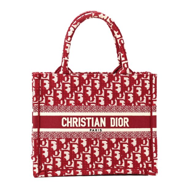 CHRISTIAN DIOROblique Small Book Tote Burgundy Multicolor