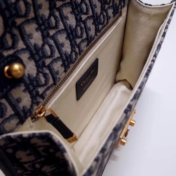 DIOR Dioraddict Flap Bag In Blue Oblique Canvas - Image 4