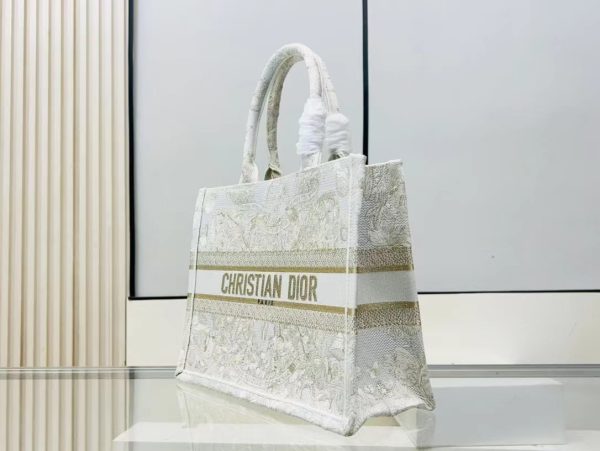 CHRISTIAN Dior Canvas Embroidered Large Tote - Image 5