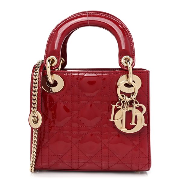 CHRISTIAN DIOR Patent Cannage Mini Red