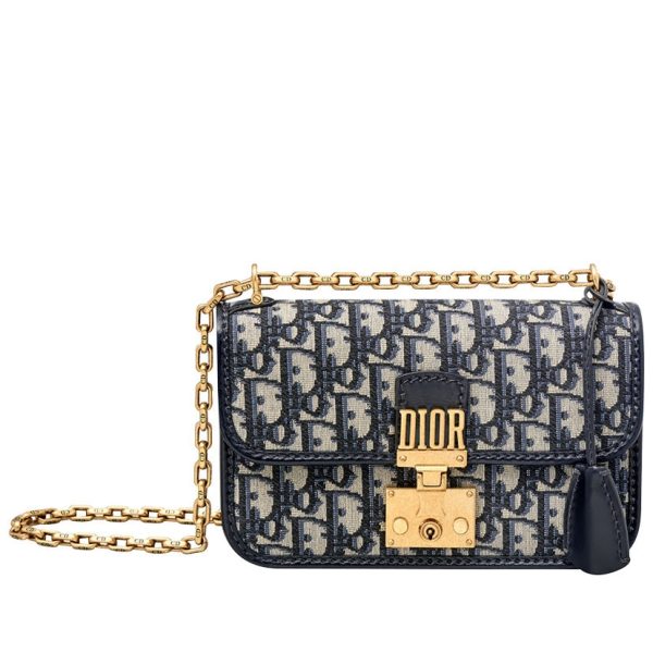 DIOR Dioraddict Flap Bag In Blue Oblique Canvas