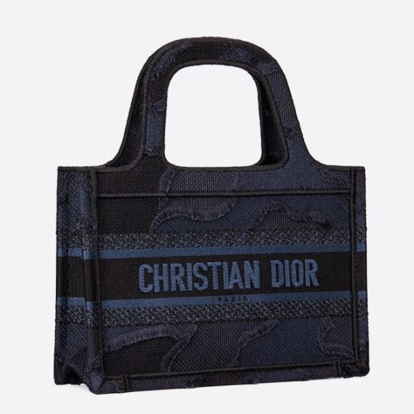 DIOR Mini Book Tote Bag In Blue Camouflage Canvas