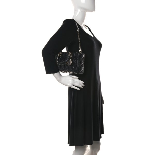 CHRISTIAN DIOR Lambskin Cannage Medium Lady D-Joy Black - Image 2