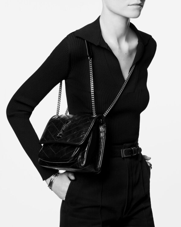 YSL Niki Medium Chain Bag in Crinkled Leather - Image 6