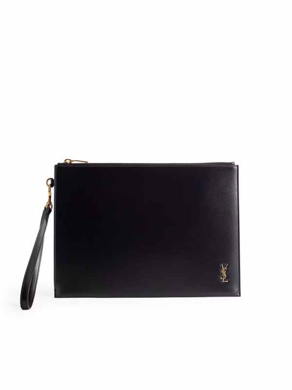 YSL Zip Tablet Holder in Shiny Leather