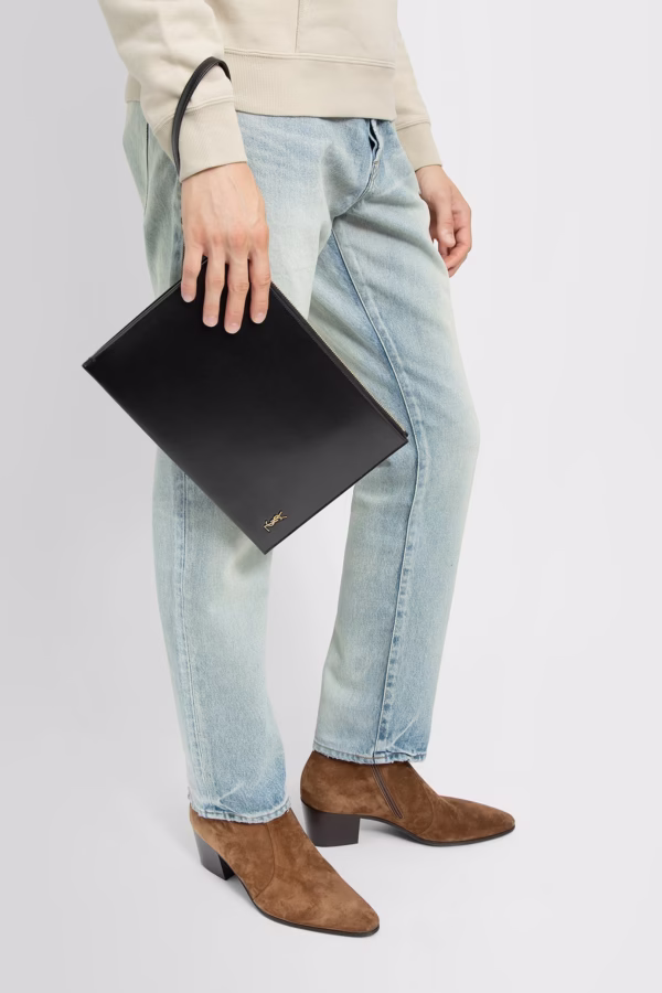 YSL Zip Tablet Holder in Shiny Leather - Image 2