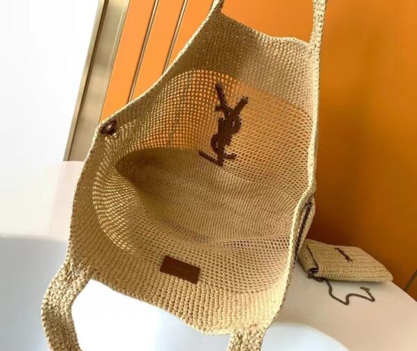 YSL Hobo Raffia Bag in Crochet and Smooth - Image 3