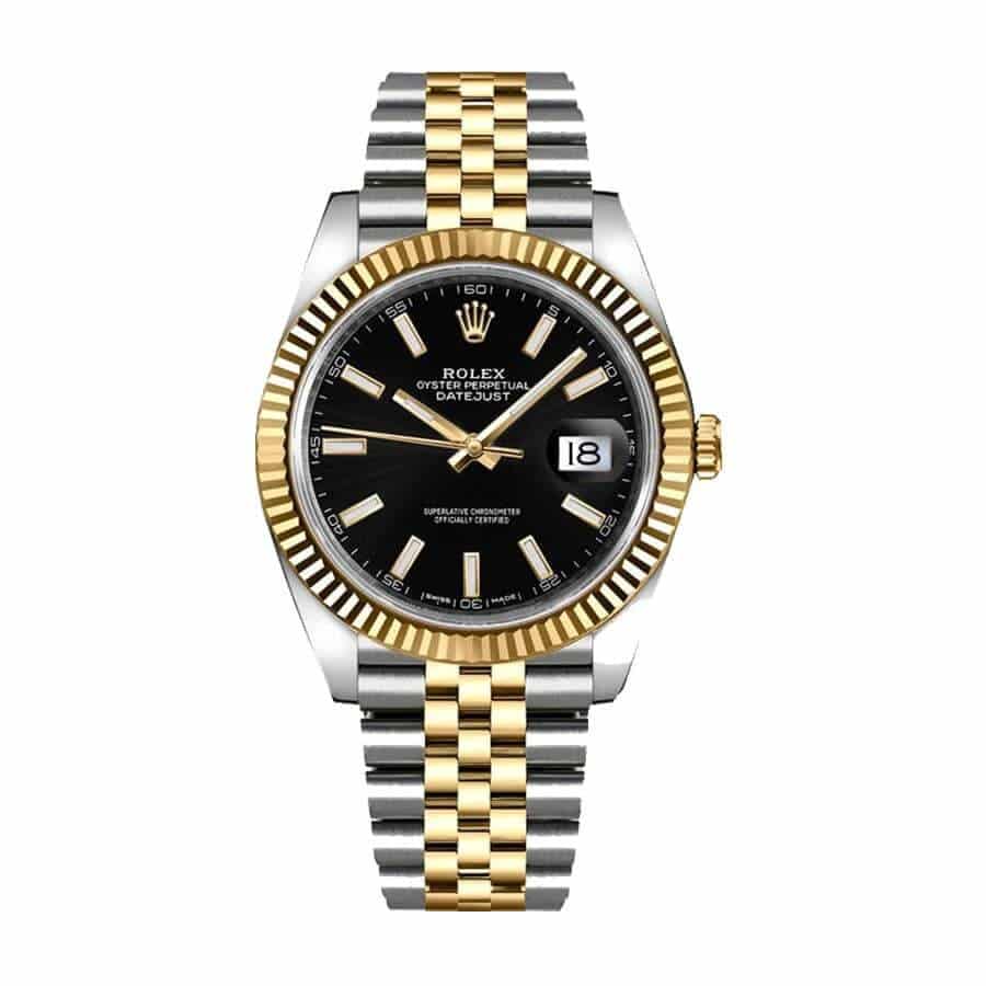 Rolex Datejust 126333 Yellow Gold & Steel Black Dial Jubilee luxury watch on Jubilee bracelet